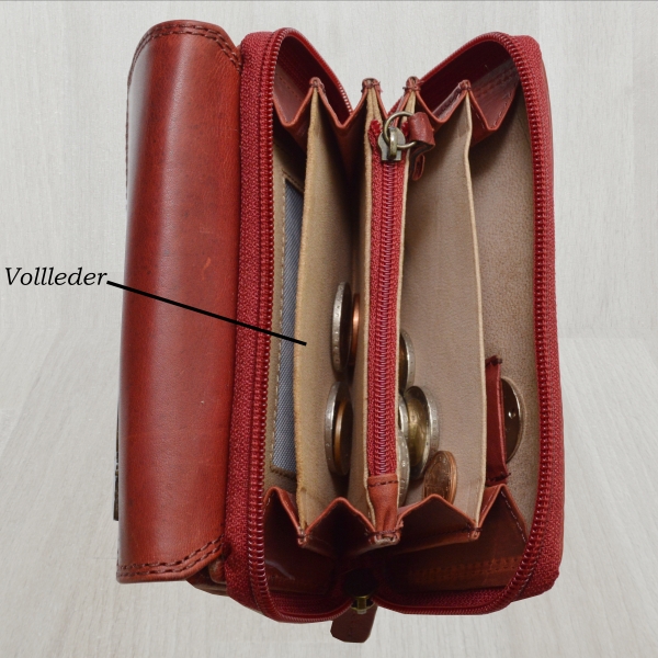 Vintage Pedro Portemonnaie Used Look red devel Hand Made Design